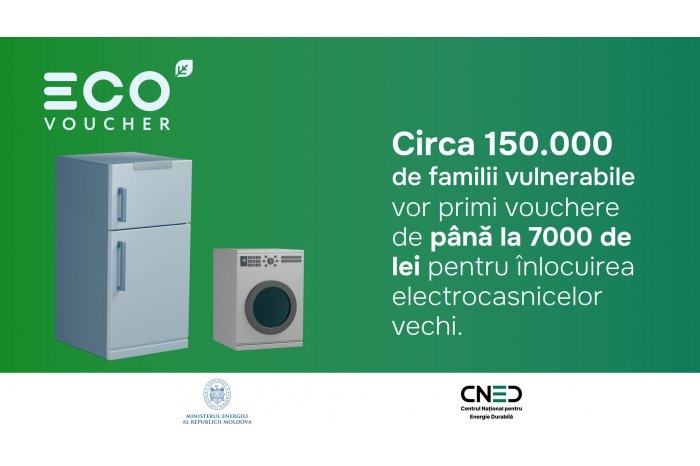 Circa 150 mii de familii vulnerabile vor primi vouchere pentru a-și înlocui electrocasnicele vechi