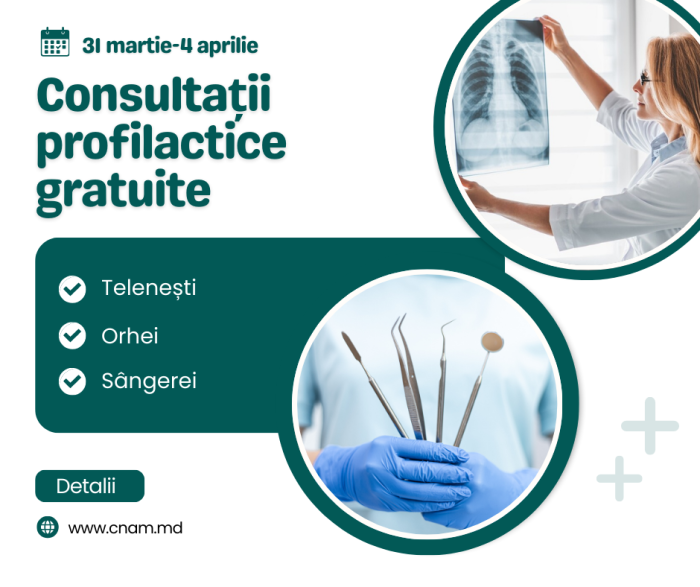 Consultații profilactice gratuite în raioanele Telenești, Orhei și Sângerei