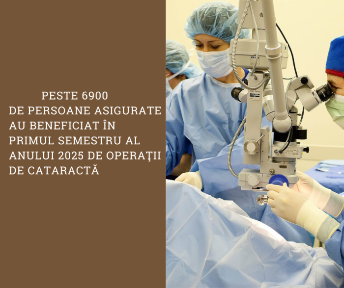 Peste 6900 de persoane asigurate au beneficiat în primul semestru de operaţii de cataractă