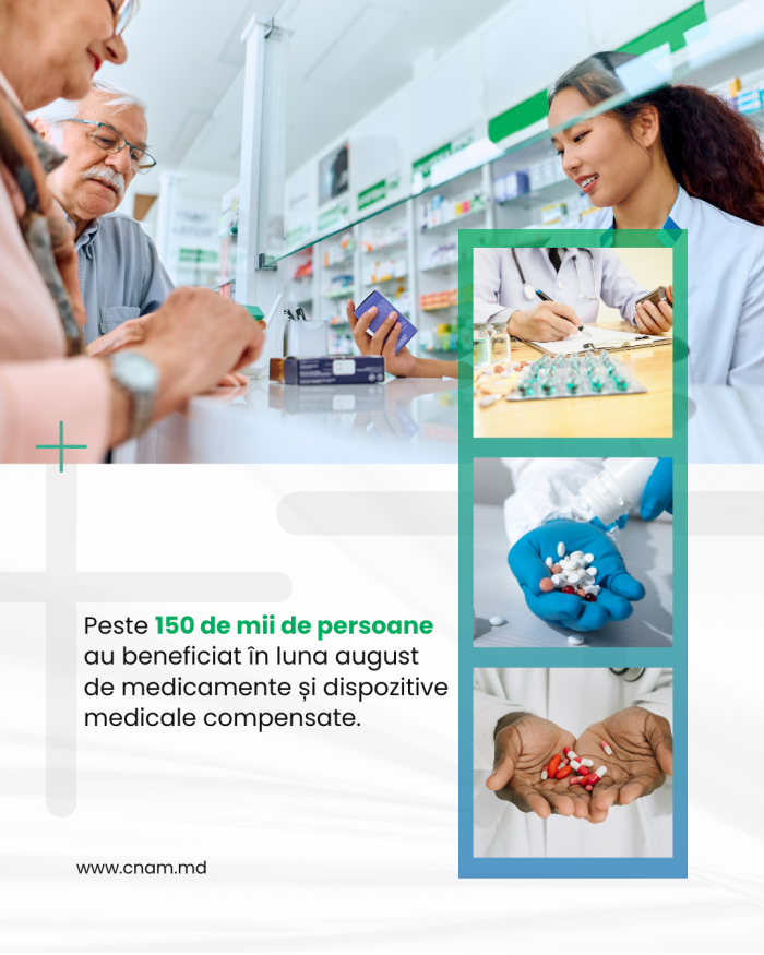Peste 150 de mii de persoane au beneficiat în luna august de medicamente și dispozitive medicale compensate