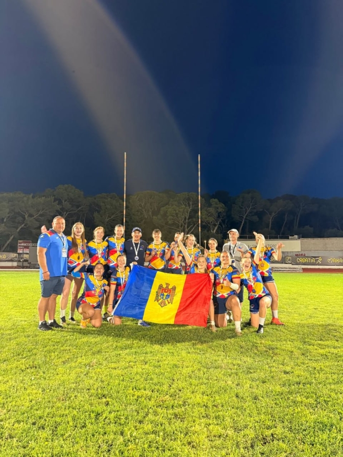 Naționala feminină de rugby 7 a Moldovei a urcat pe podium
