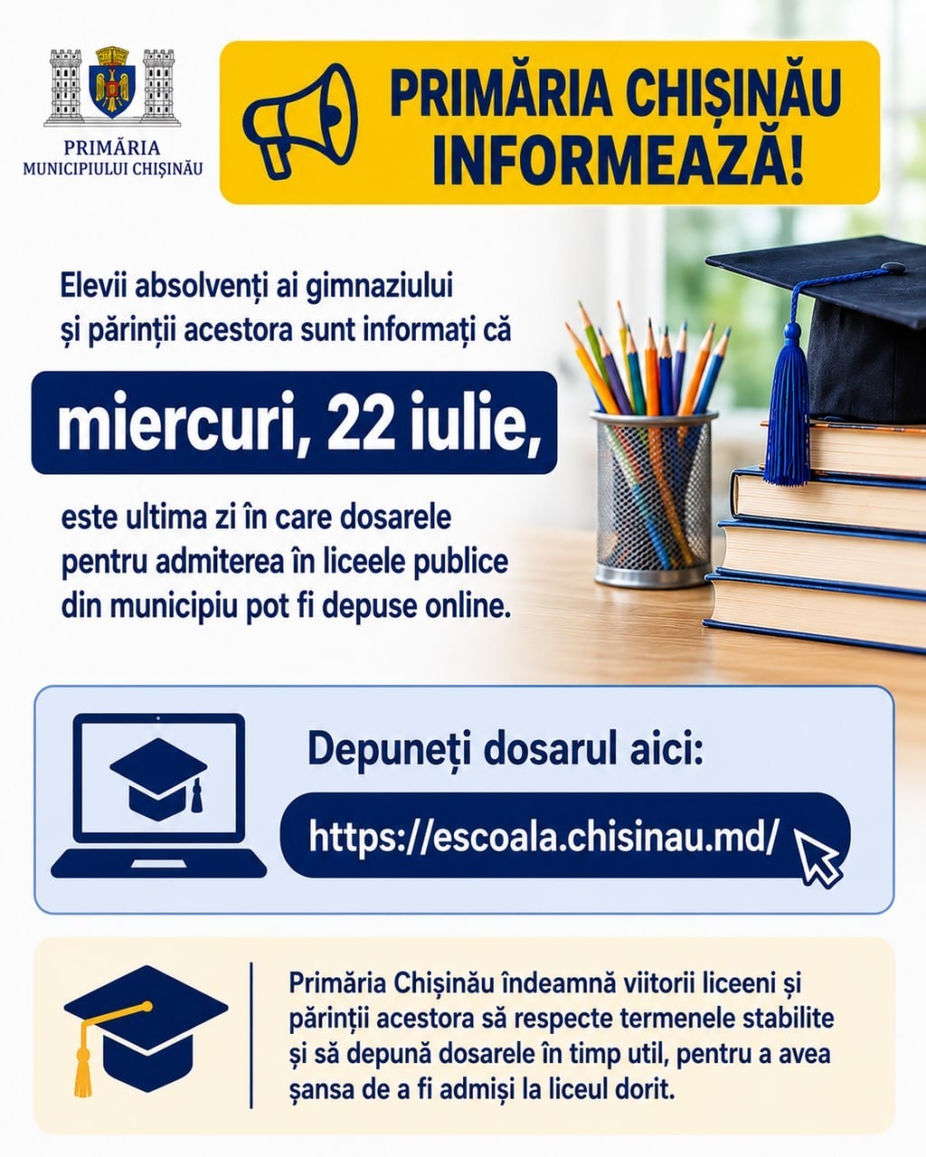Miercuri este ultima zi pentru depunerea dosarelor la liceele