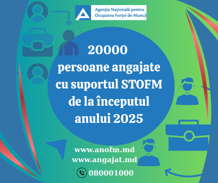 Peste 20 000 de persoane au fost plasate în câmpul muncii
